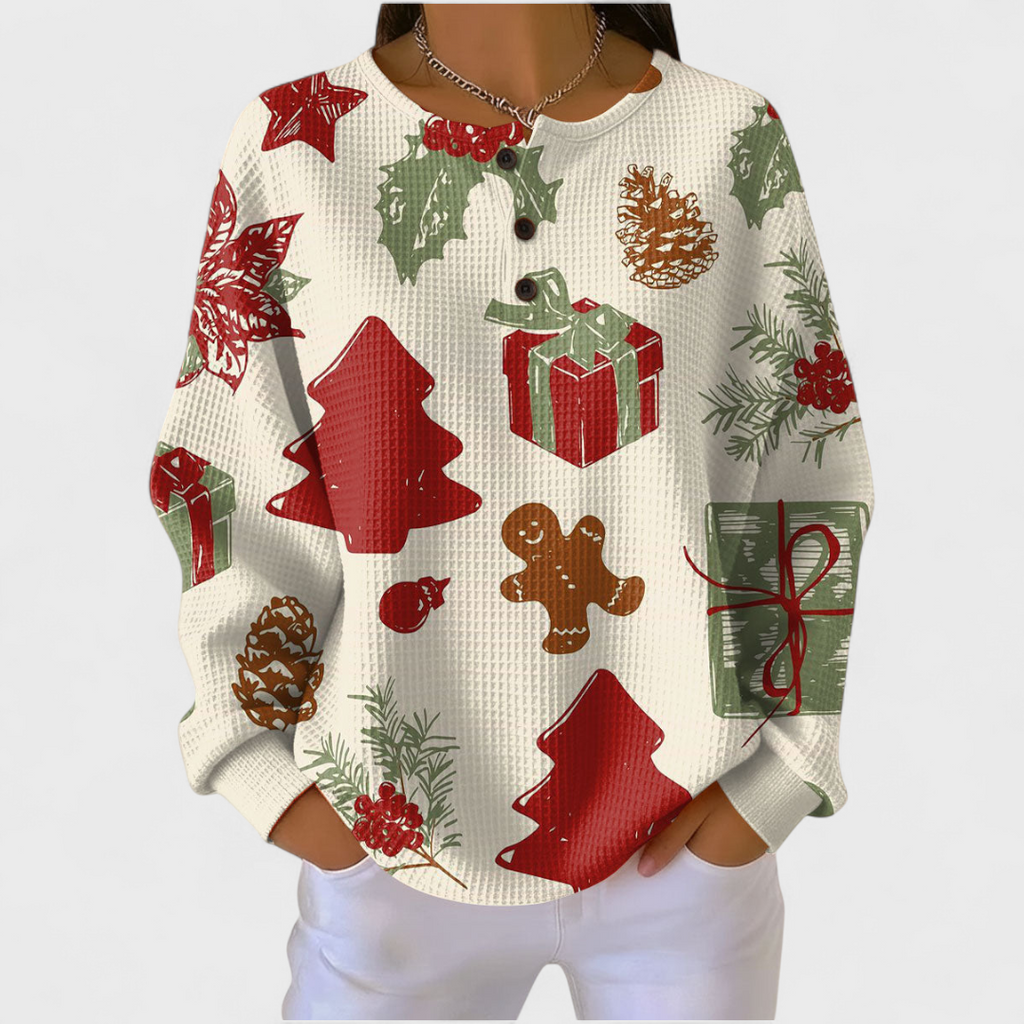 Olivia | Women's Christmas Print Crewneck Sweatshirt Long Sleeve