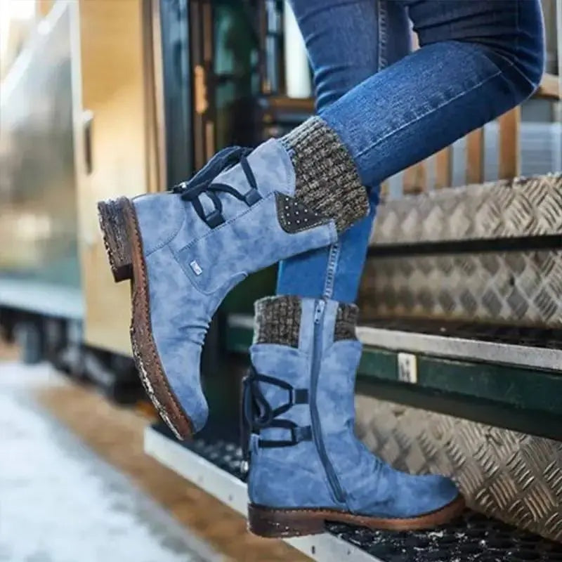 Norah | Women's Winter Boots Combat Style Mid Calf Lace Up