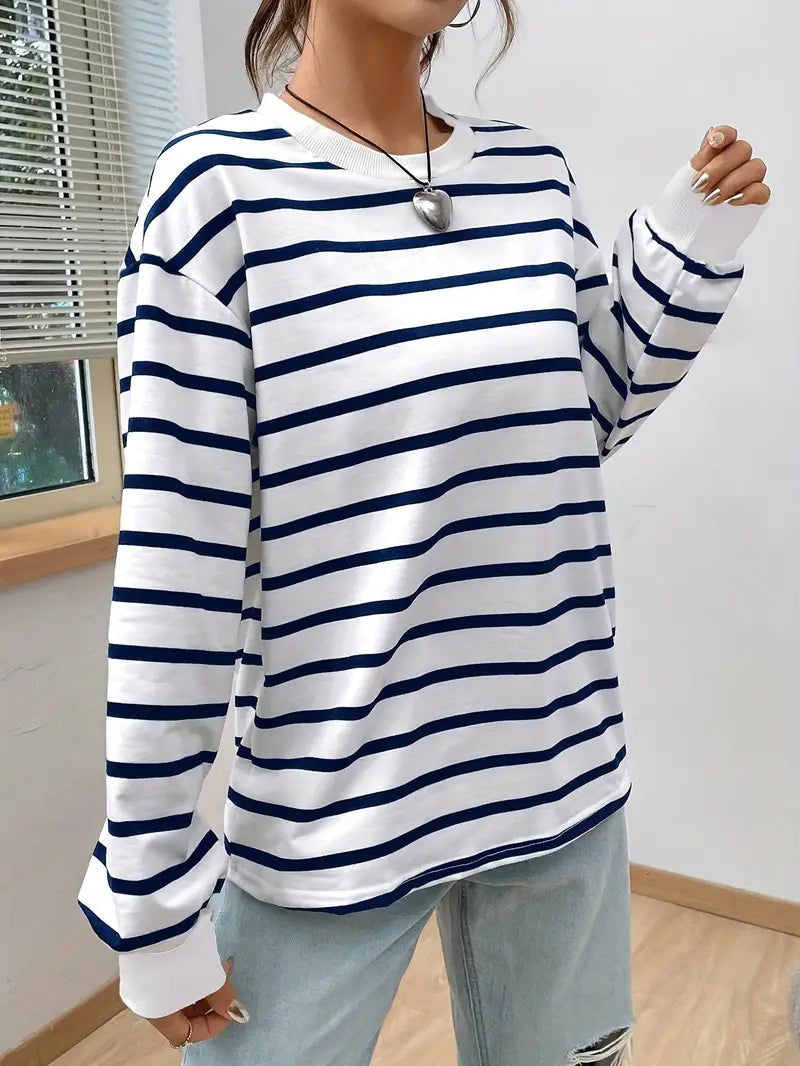 Willow | Women's Oversized Striped Crewneck Sweatshirt