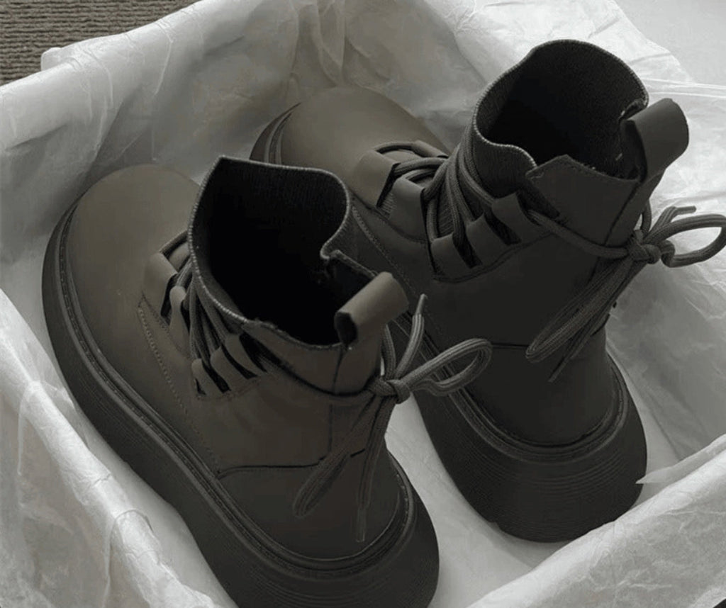 Jessica | Women's Platform Combat Boots Lace Up Buckles