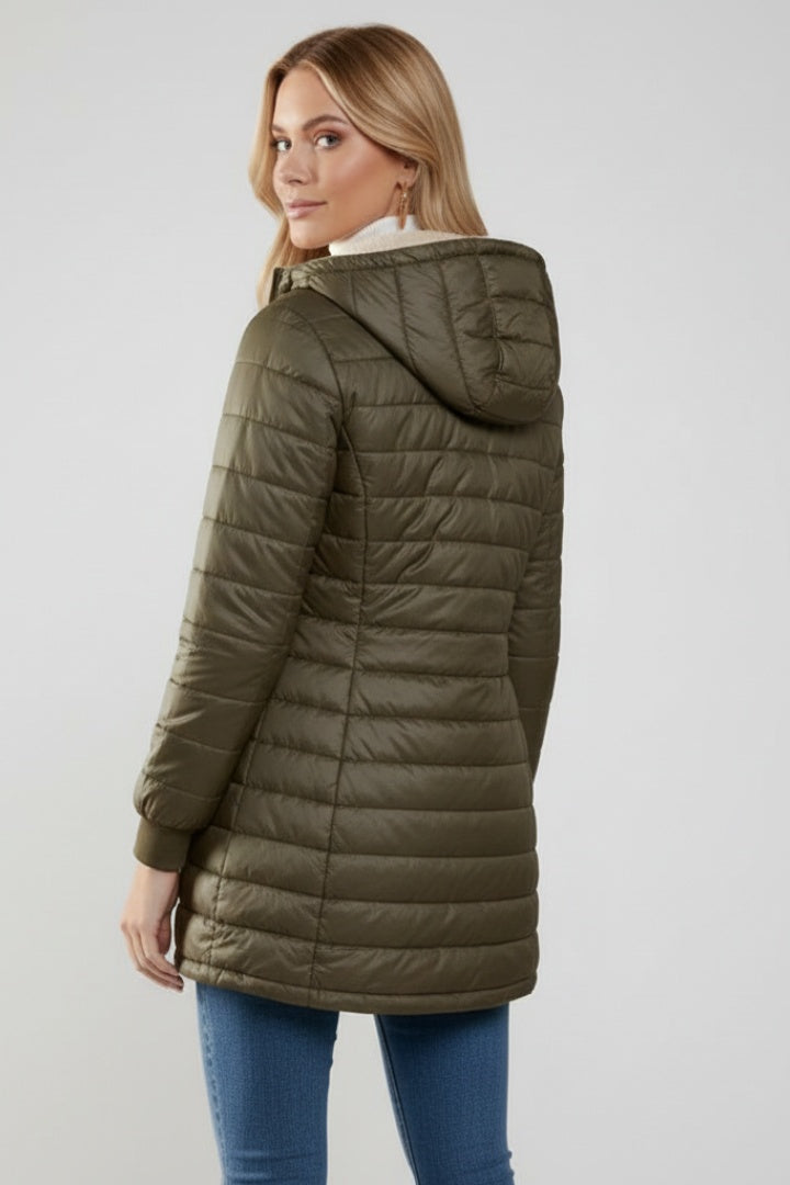 Molly | Women's Long Winter Puffer Coat Hooded Sherpa Lined