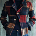 Piper | Women's Plaid Short Wool Blend Coat Button Up