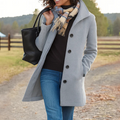 Catherine | Women's Elegant Wool Blend Winter Coat Lapel Collar