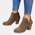 Juliette | Women's Suede Block Heel Ankle Boots Side Zip