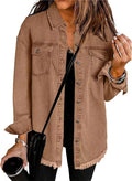 Adeline | Women's Denim Shacket Oversized Long Sleeve Pockets
