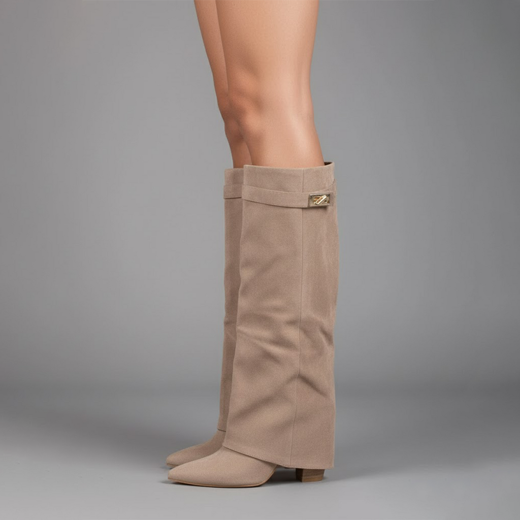 Isla | Women's Suede Knee High Boots Heeled Tall