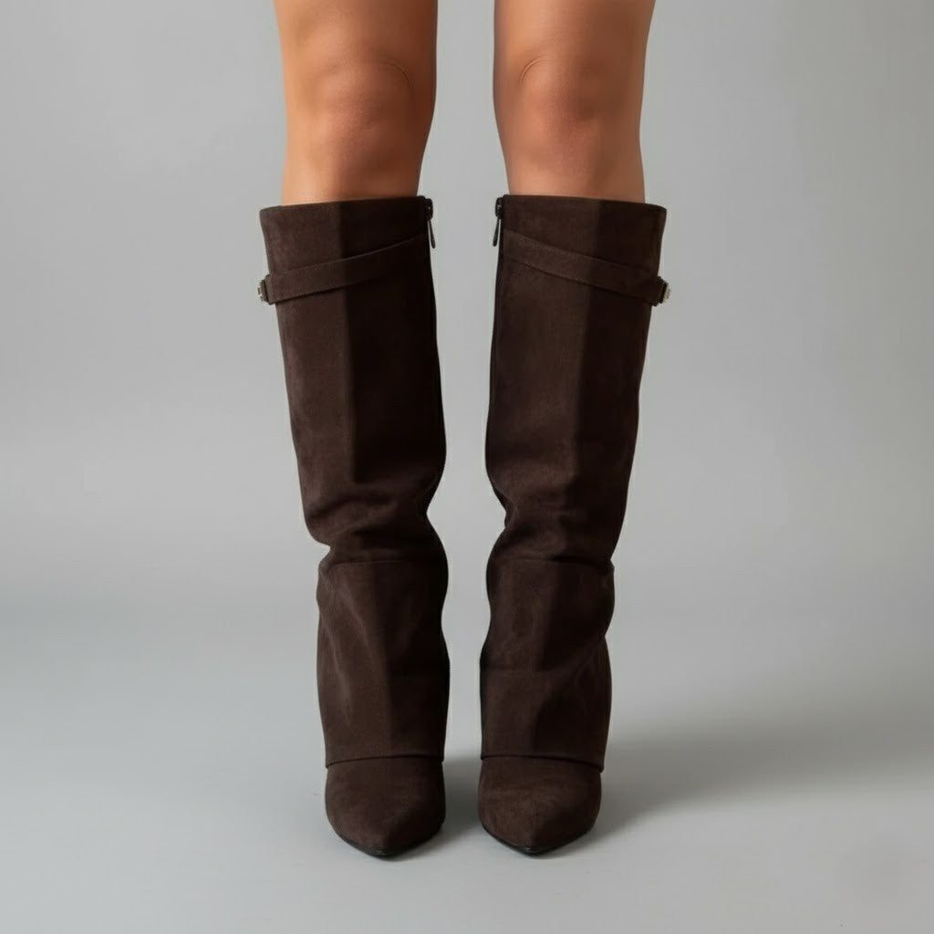 Isla | Women's Suede Knee High Boots Heeled Tall