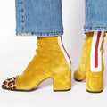 Noelle | Women's Suede Ankle Boots Block Heel Square Toe