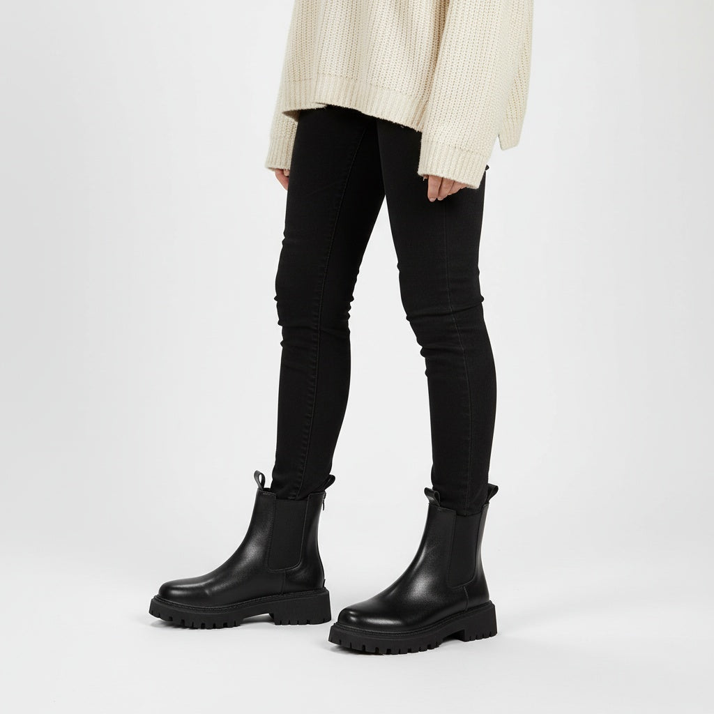 Caroline | Women's Chelsea Ankle Boots Chunky Sole Round Toe