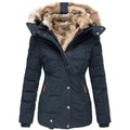 Madeline | Women's Quilted Winter Puffer Coat Faux Fur Hood Slim Fit