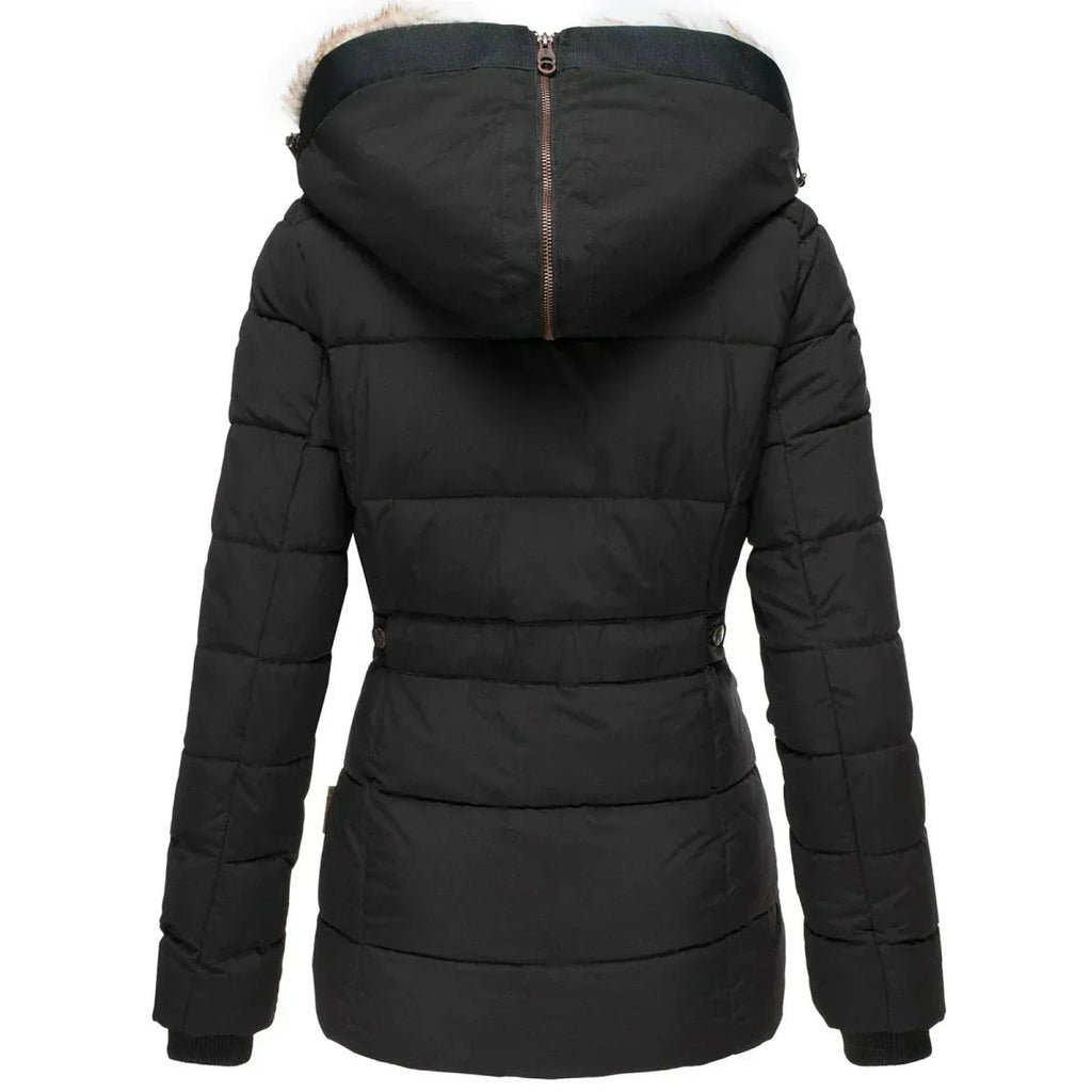 Madeline | Women's Quilted Winter Puffer Coat Faux Fur Hood Slim Fit