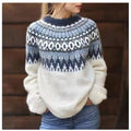 Margot | Women's Fair Isle Sweater Nordic Knit Crew Neck