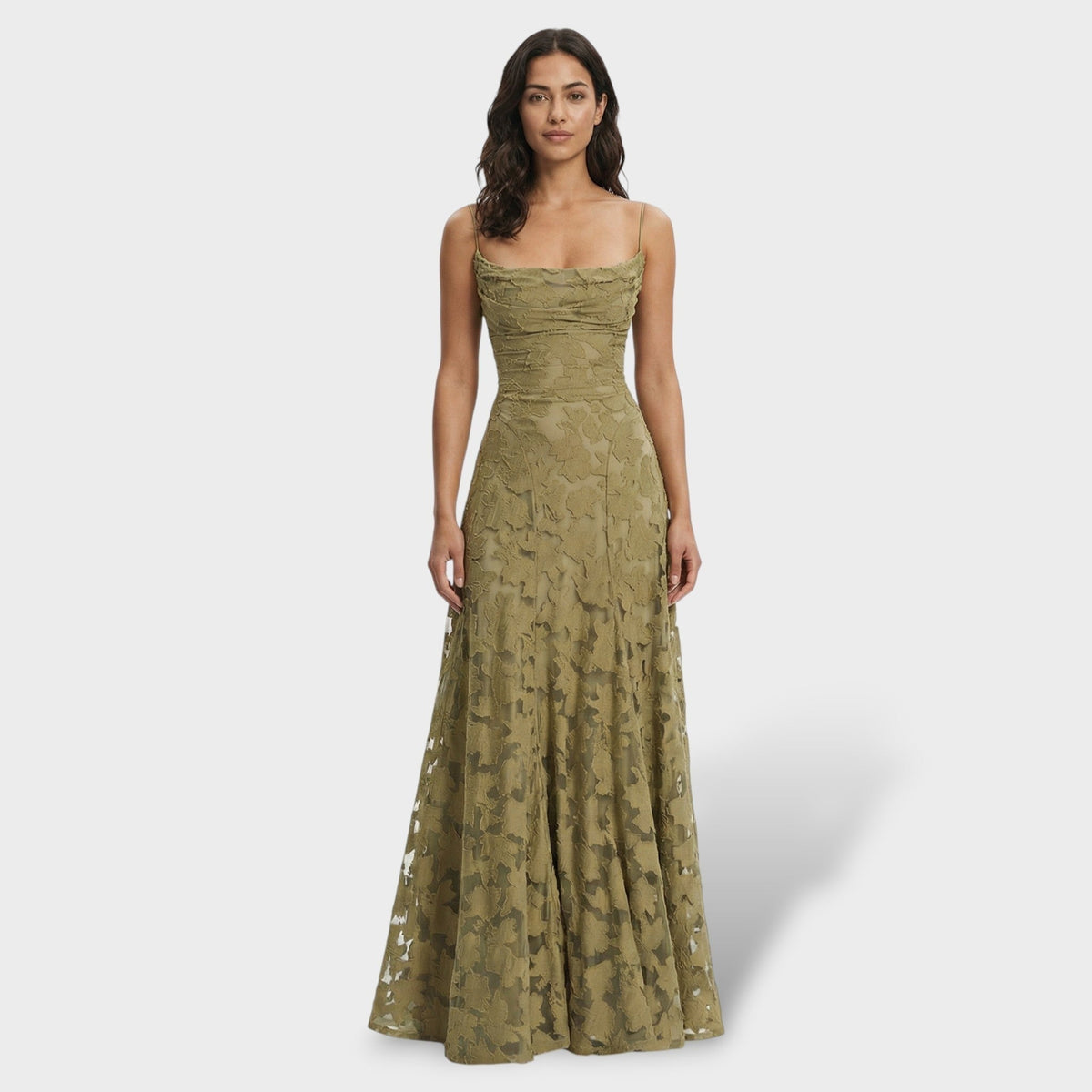 Norah | Women's Lace Formal Holiday Party Dress Long Open Back Evening