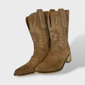 Ariana | Women's Leather Embroidered Cowboy Boots Mid Calf