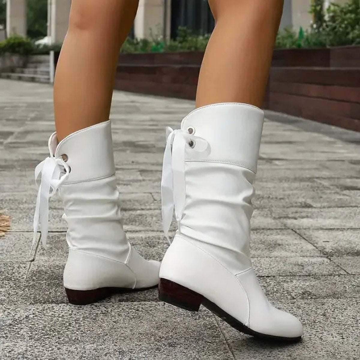 Nicole | Women's Flat Lace Up Boots Mid Calf
