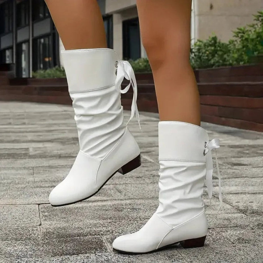 Nicole | Women's Flat Lace Up Boots Mid Calf