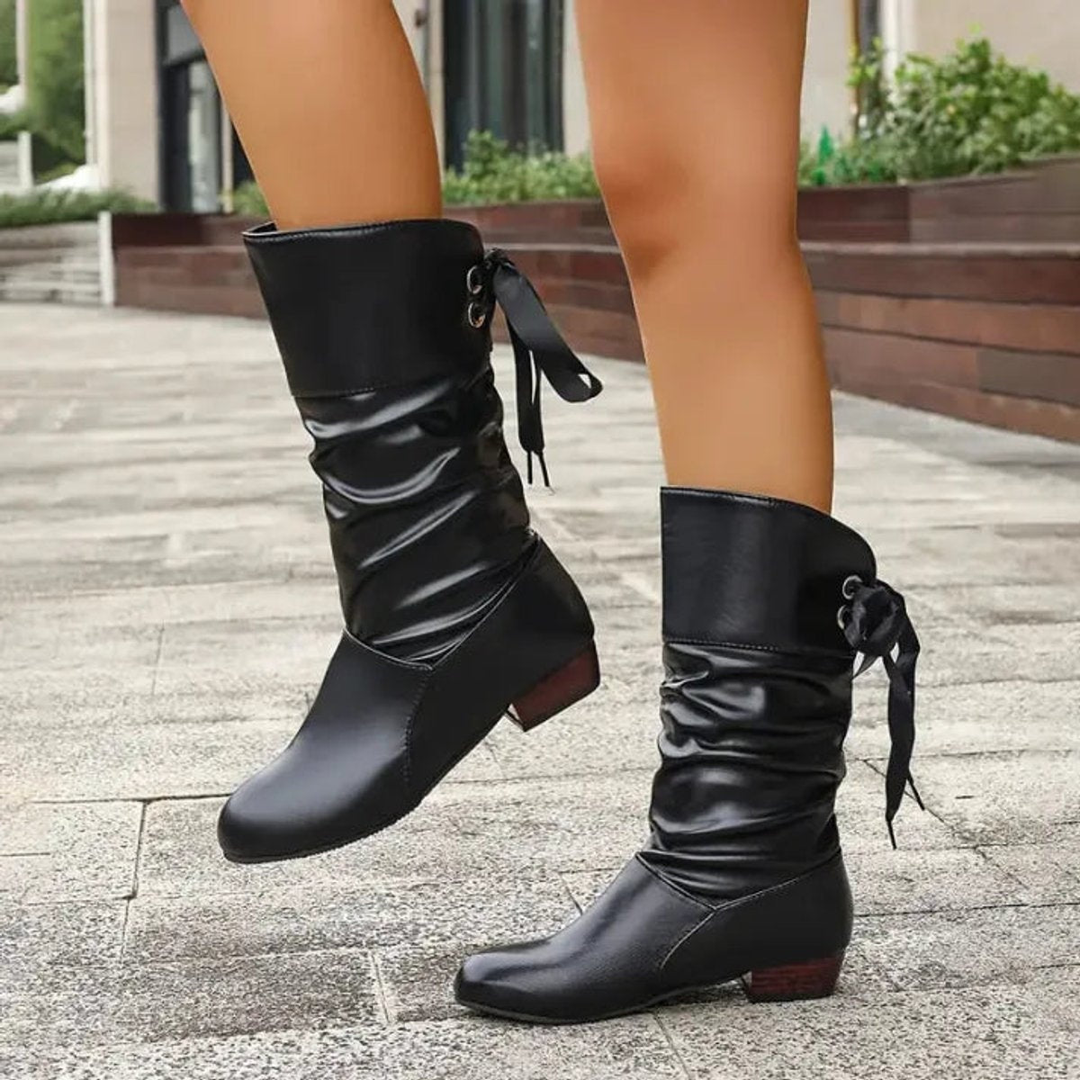 Nicole | Women's Flat Lace Up Boots Mid Calf