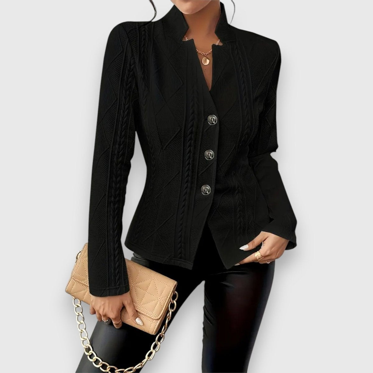Abigail | Women's Turtleneck Sweater Cable Knit Fitted