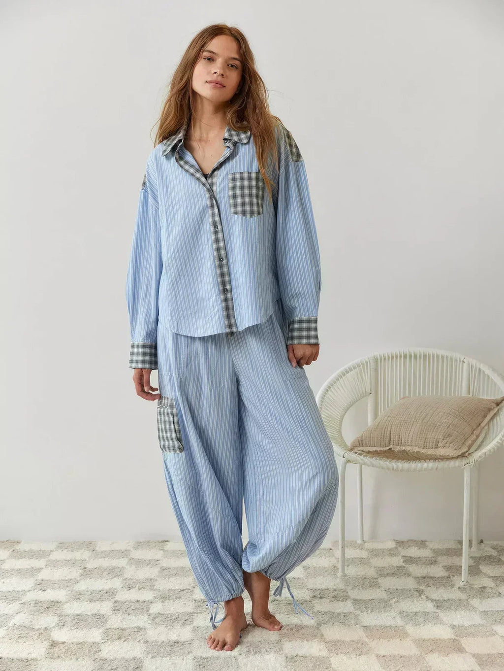 Elena | Women's Plaid Pajama Set Button Up Shirt and Pants
