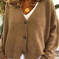 Ellie | Women's Lightweight Knit V Neck Sweater Button Detail
