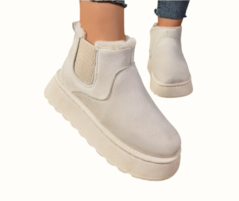 Elise | Women's Suede Platform Winter Chelsea Boots Lined Ankle