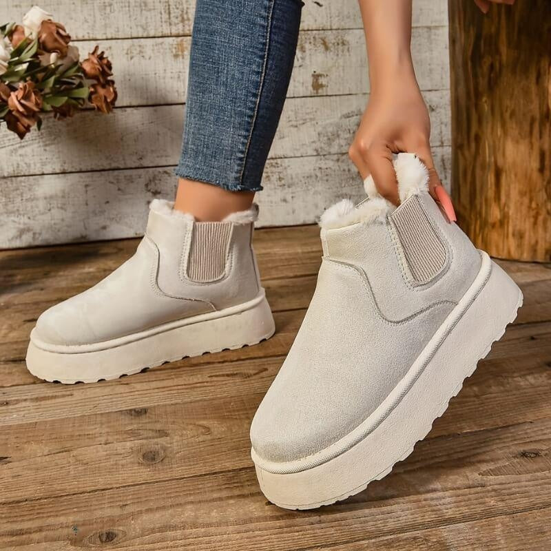Elise | Women's Suede Platform Winter Chelsea Boots Lined Ankle