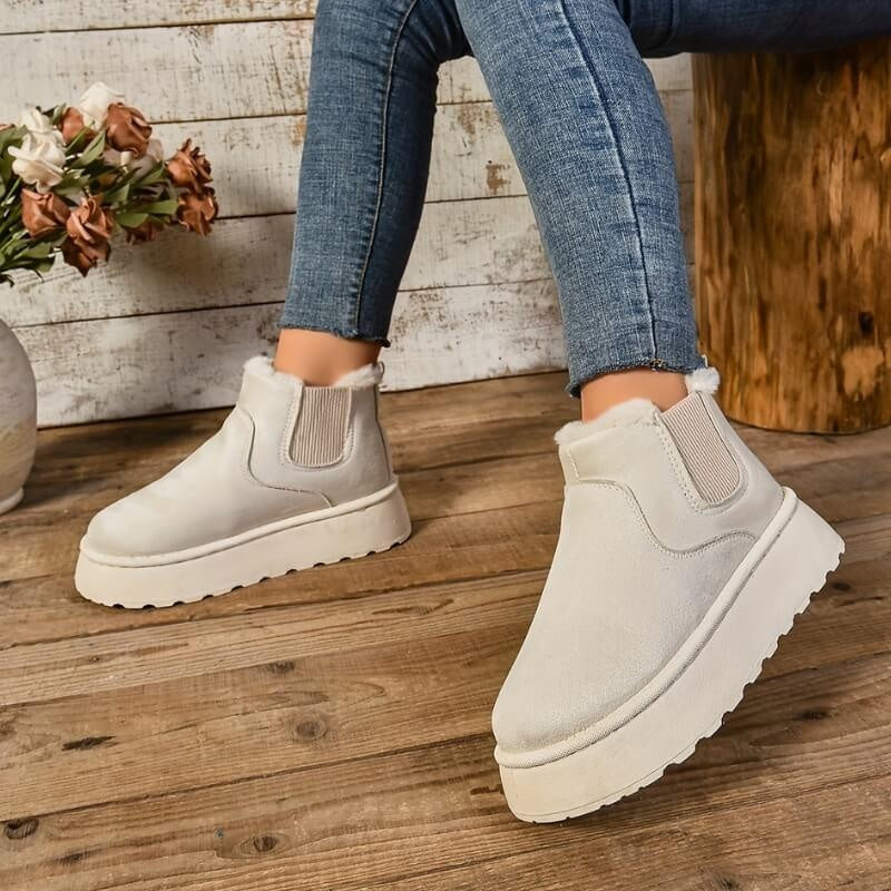 Elise | Women's Suede Platform Winter Chelsea Boots Lined Ankle