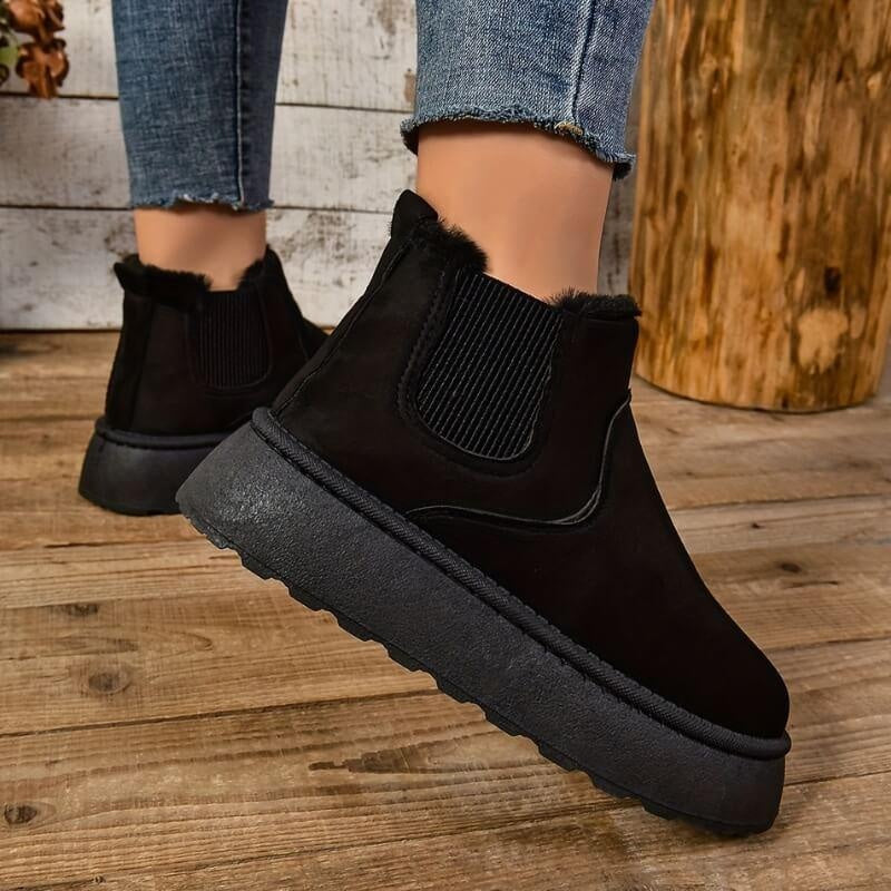 Elise | Women's Suede Platform Winter Chelsea Boots Lined Ankle