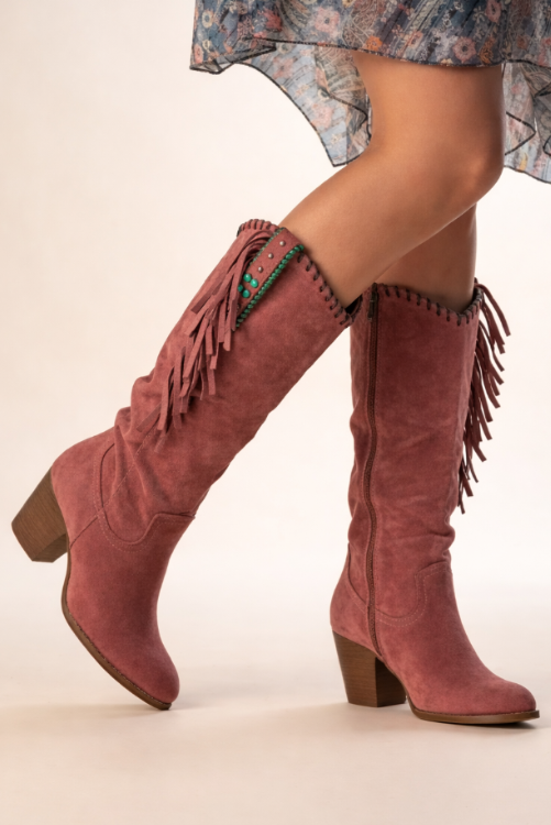 Margaret | Women's Fringe Cowgirl Boots Square Heel
