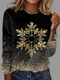 Whitney | Women's Holiday Sweater Snowflake Print Long Sleeve