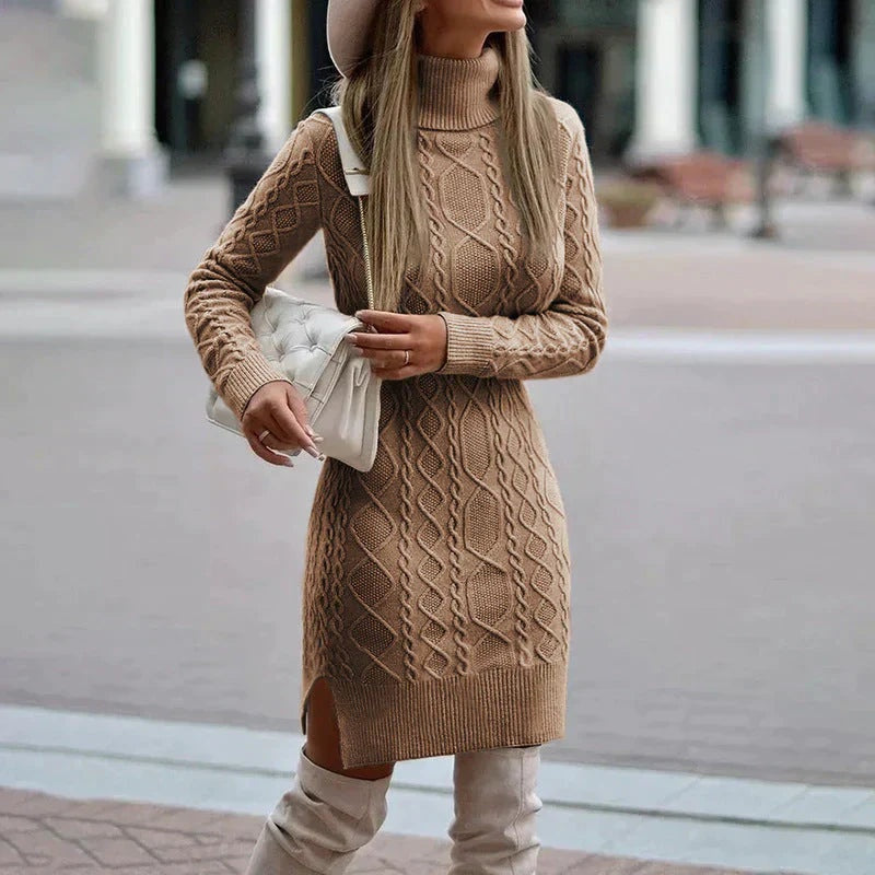 Zoey | Women's Turtleneck Sweater Dress Long Sleeve Winter Knit
