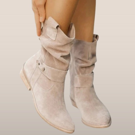Maggie | Women's Suede Cowgirl Boots Slouchy Mid Calf