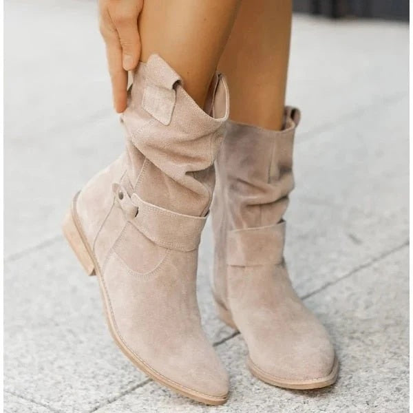 Maggie | Women's Suede Cowgirl Boots Slouchy Mid Calf