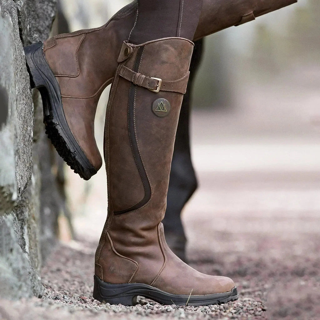 Kelsey | Women's Tall Leather Riding Boots Buckle Water Resistant