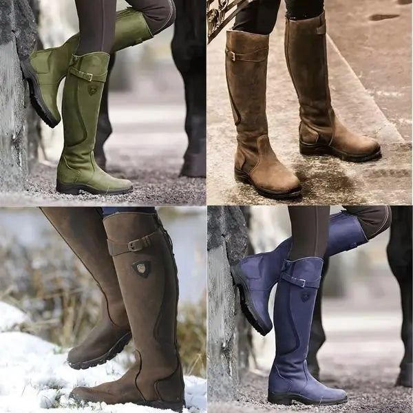 Kelsey | Women's Tall Leather Riding Boots Buckle Water Resistant