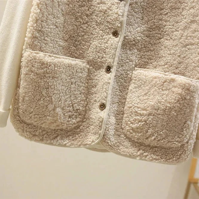 Zoey | Women's Sherpa Fleece Vest V Neck Button Up