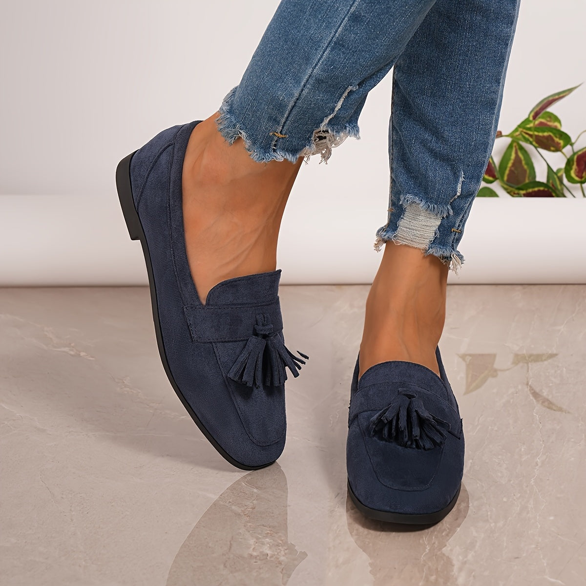 Evelyn | Women's Suede Tassel Loafers Flat