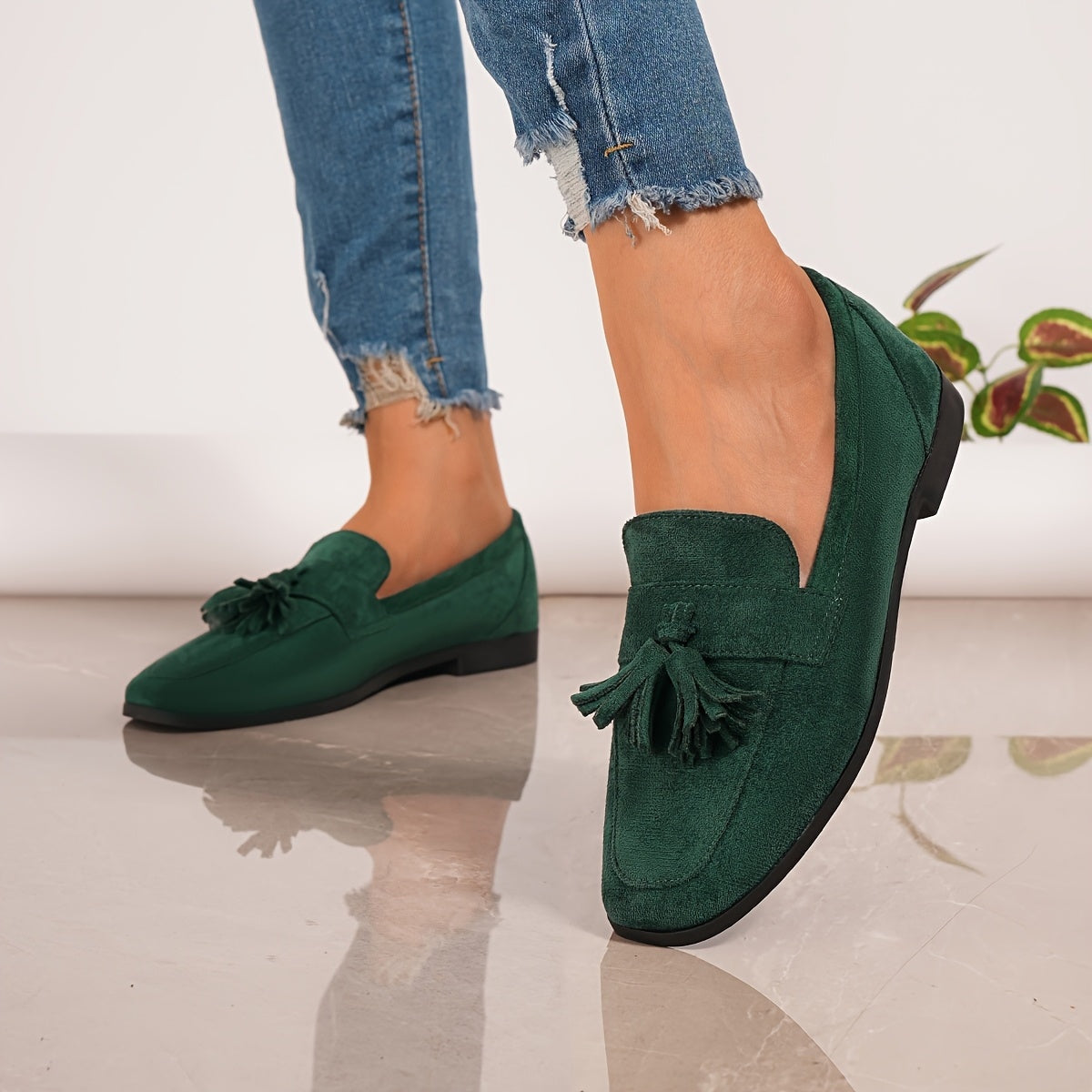Evelyn | Women's Suede Tassel Loafers Flat