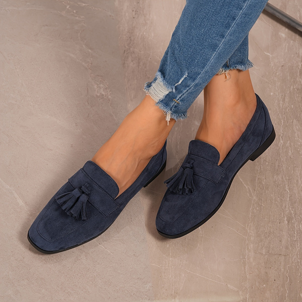 Evelyn | Women's Suede Tassel Loafers Flat