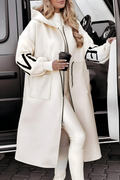 Bailey | Women's Long Hooded Parka Coat Knit Sleeves Oversized