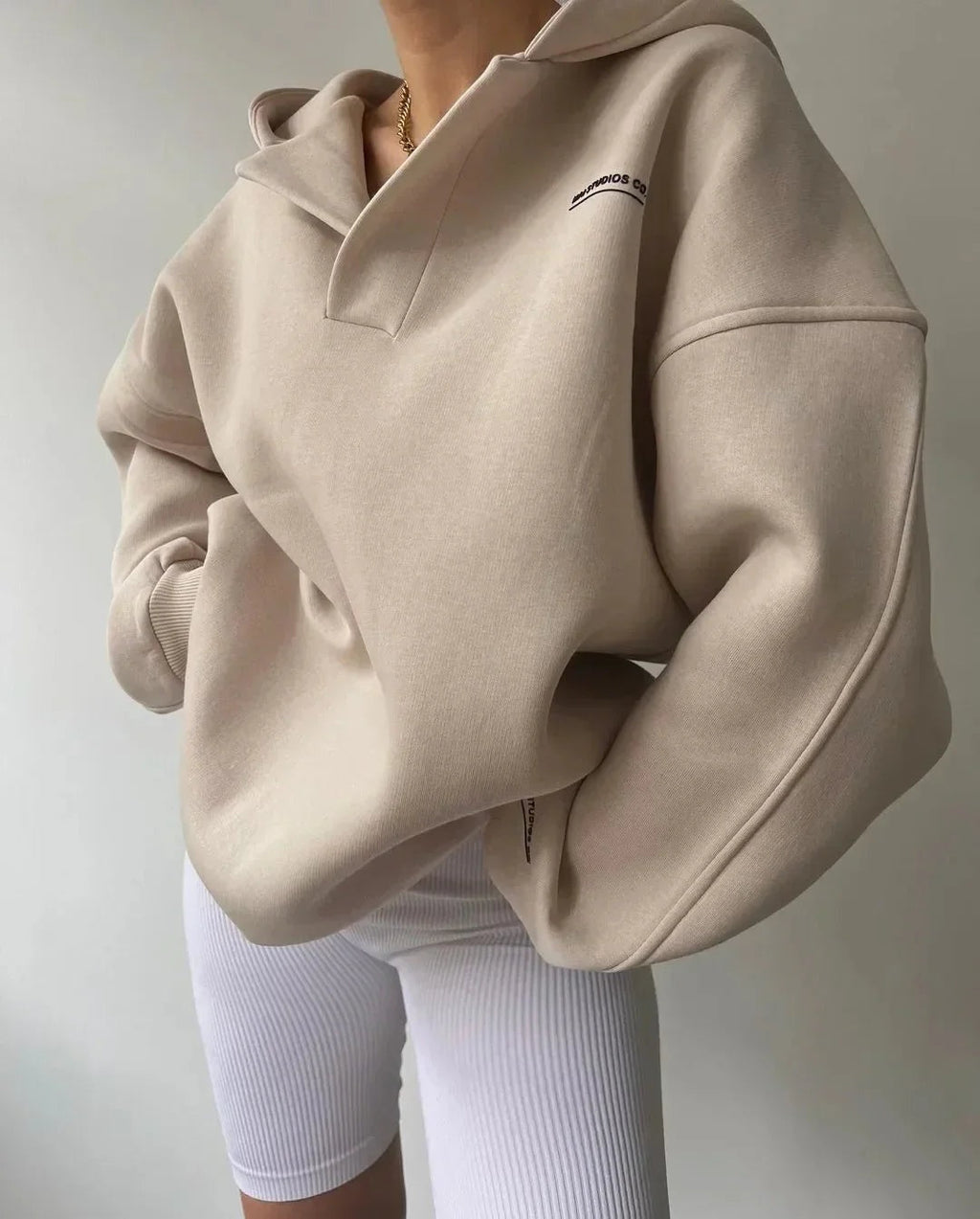 Evelyn | Women's Oversized Athletic Hooded Sweatshirt V Neck