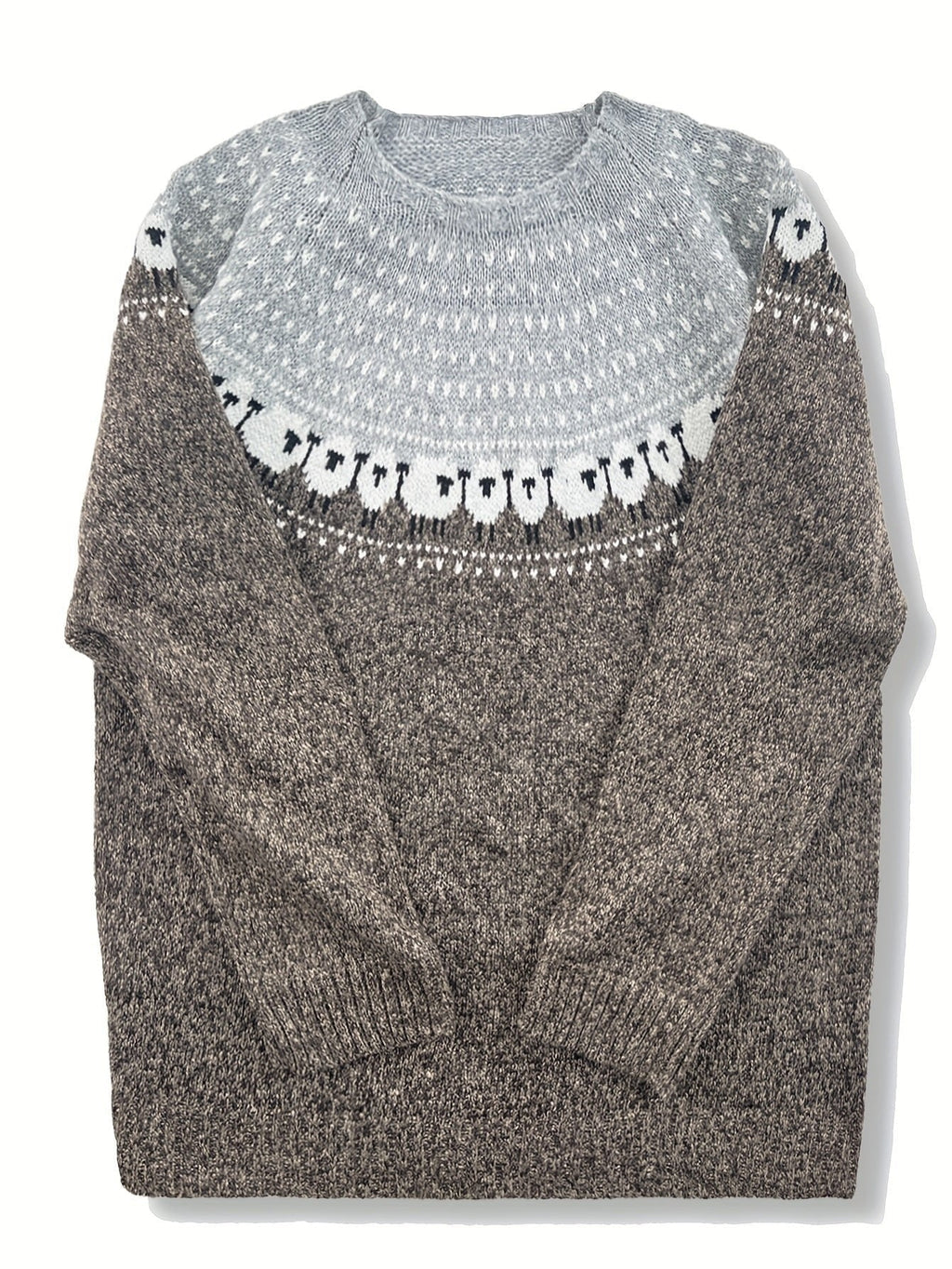 Madison | Women's Jacquard Knit Fair Isle Sweater Oversized Nordic Yoke