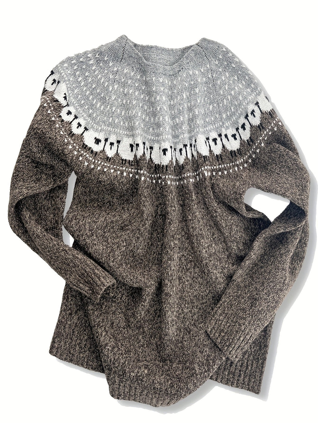 Madison | Women's Jacquard Knit Fair Isle Sweater Oversized Nordic Yoke
