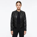 Adriana | Women's Fitted Leather Jacket Biker Stand Collar