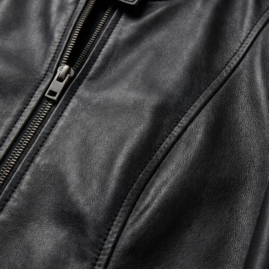 Adriana | Women's Fitted Leather Jacket Biker Stand Collar