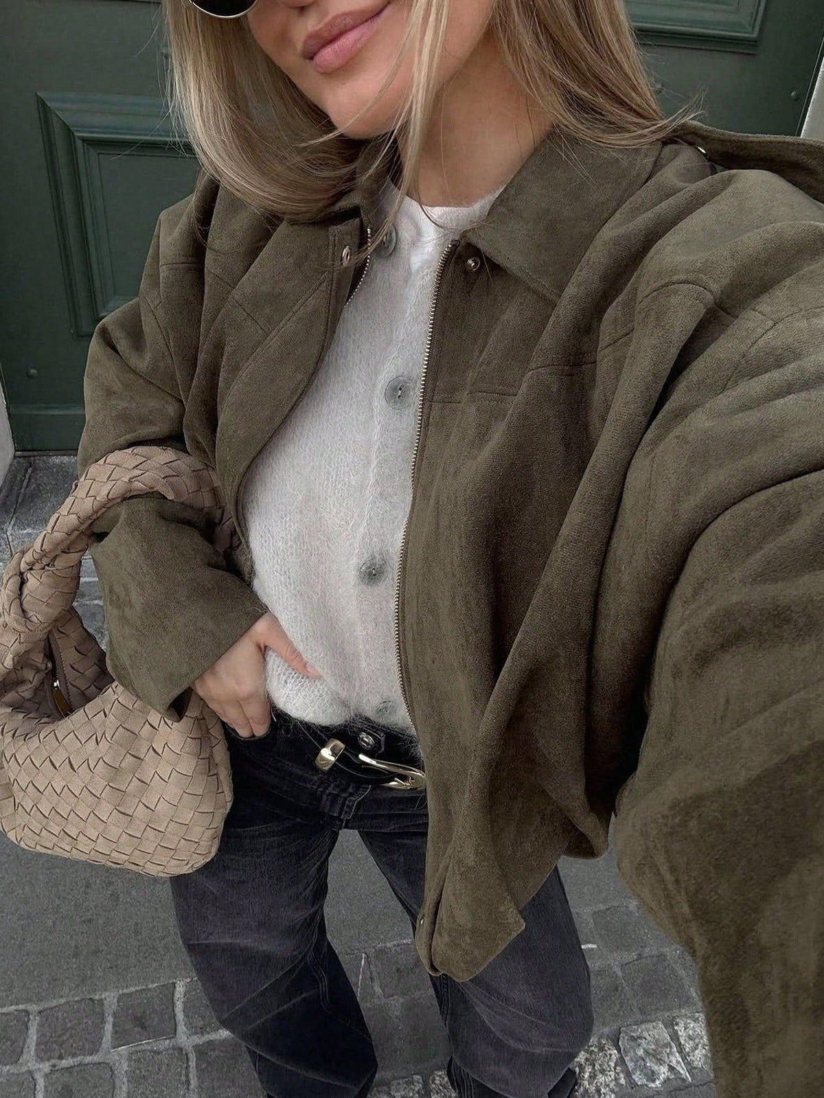 Quinn | Women's Oversized Suede Jacket Zip Up
