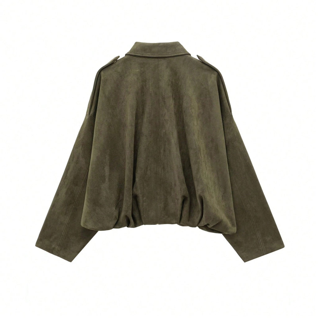 Quinn | Women's Oversized Suede Jacket Zip Up