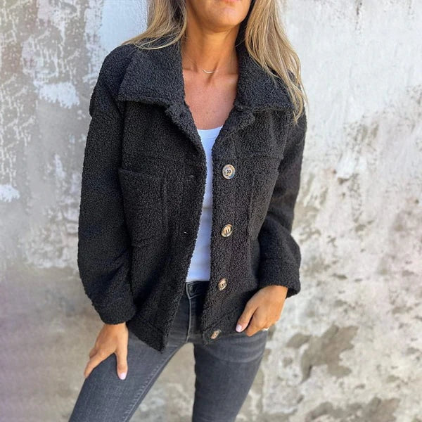 Quinn | Women's Sherpa Jacket Button Up Lapel