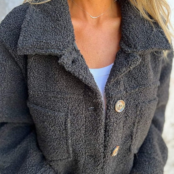 Quinn | Women's Sherpa Jacket Button Up Lapel