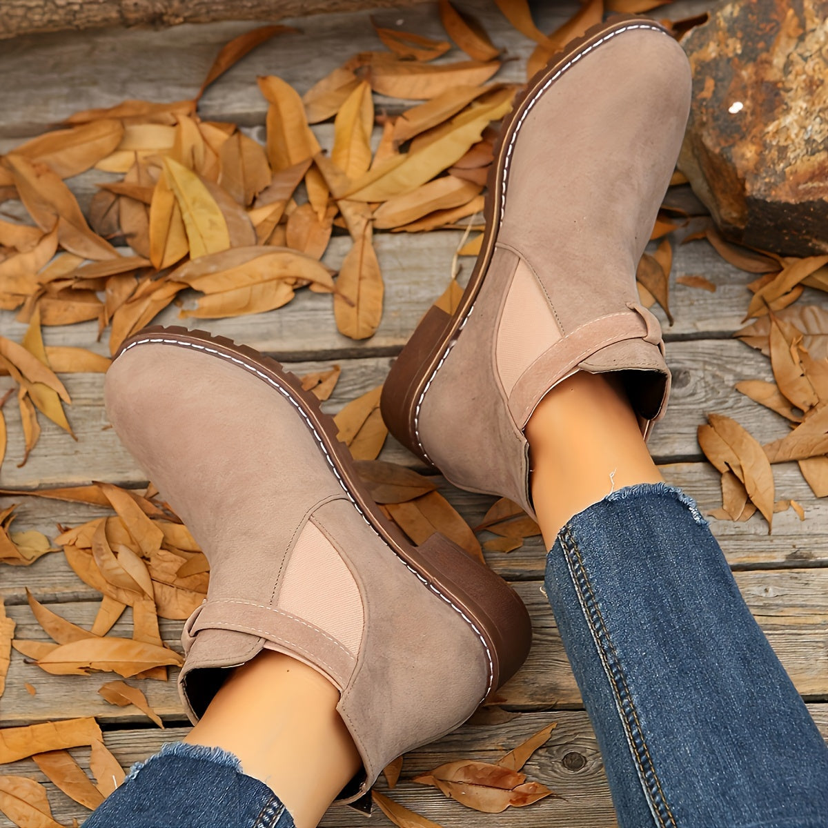 Naomi | Women's Suede Chelsea Ankle Boots Buckle Strap